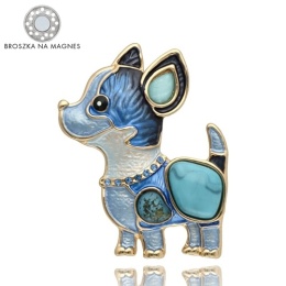 Broszka na magnes BR97622 Chihuahua niebieska