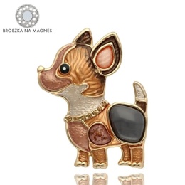 Broszka na magnes BR97623 Chihuahua brazowa