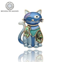 Broszka na magnes BR97625 Niebieski kot